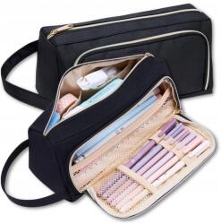  Tolltartó Tasak Fekete Kétrekeszes Összecsukható Tolltartó Iskolai Cipzár (Piórnik SASZETKA Dwukomorowy Rozkładany)