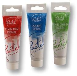 Fractal Colors Ételfesték gél készlet - piros, égszínkék, zöld, 3 darab