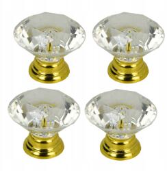 B&B 4 x Bútorfogantyú kerek Gyémánt arany fiókgombok glamour stílusban (Z4 G101 ZL)