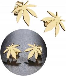 EdiBazzar 18K arannyal futtatott, sebészeti acélból (316L) készült, arany színű fülbevaló - páfránylevél mintás, stekkeres (Kolczyki ze stali chirurgicznej Złote)