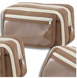  Kétrekeszes, kihajtható tolltartó, többfunkciós iskolai tasak, henger alakú, nagy kapacitású (SZKOLNY PIÓRNIK SASZETKA ROZKŁADANY BRĄZOWY)