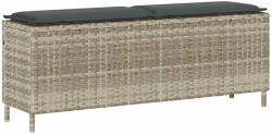 vidaXL világosszürke polyrattan kerti pad párnával 110x30x40, 5 cm (4104159)