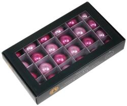  Üveg karácsonyfadísz gömb, pink opal színű matt és fényes, 2, 5cm, 24db