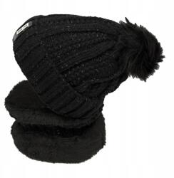  Meleg téli szett női sapka, kéménygallér és kötött, bélelt golf nyakravaló (Komplet zimowy damski pleciony czapka komin)