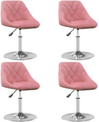 vidaXL 4 db rózsaszín bársony forgó étkezőszék (3088763)