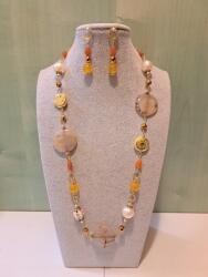 Elegáns ásványékszer szett, nyaklánc és fülbevaló (NES-063)