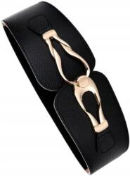 EdiBazzar Széles Női Öv rugalmas gumi fűző retro fekete arany csat (5905884021507)