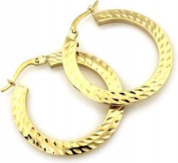 Lovrin Arany fülbevaló 375 karátos, mart mintás, széles karika, 29 mm, divatos design, ajándék nőknek