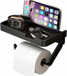 Fekete Toalettpapír Tartó Polccal Wc Loft Stílusban (5905884012789)