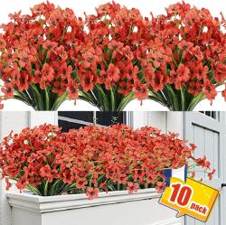 Művirágok Dekorációhoz, 10 Csomag, Piros Selyem (B0967W11TC)