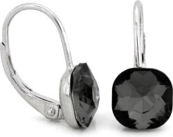Lovrin 925-ös ezüst fülbevaló, angol kapcsos, sötét, négyzet alakú kővel, ajándékba