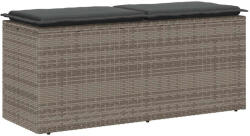 vidaXL szürke polyrattan kerti pad párnával 116 x 46 x 57 cm (4104147)