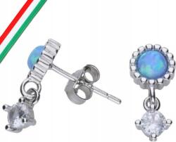 Lovrin Ezüst fülbevaló 925 karika kék opállal és cirkóniákkal ajándékba (Lovrin)