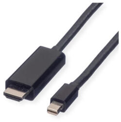 Valueline kábel Mini DisplayPort 1.2 - HDMI (UHDTV), Mini DP-UHDTV, 4K@60Hz, M/M, 2m, fekete (11_99_5796-10)