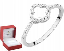 ZŁOCISTO Fehér Arany Gyűrű Briliansokkal, Lóhere, 585 Arany, Ajándék (DLA DZIEWCZYNY NARZECZONEJ)