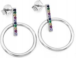 Lovrin 925-ös ezüst fülbevaló, színes cirkónia köves, divatos karika formájú, stekkeres