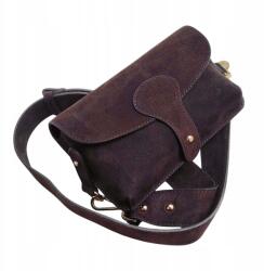  Vera Pelle kézitáska postás táska valódi bőr velúr csokoládébarna (TS66-5740)