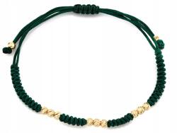 Lovrin Női arany karkötő 585 finom golyókkal zöld zsinóron 14KT