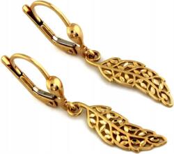 Arany fülbevaló 375 divatos, függő, áttört levél modern mintával, ajándék
