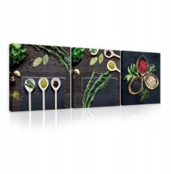 Wallarena Képek Konyhába Fűszerek Gyógynövények Háromrészes Képsorozat 3 Rész Vászonképek XXL (Obraz Na Płótnie Do Kuchni PS14283S13)
