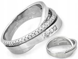 Lovrin 925-ös ezüst gyűrű fehér cirkónia kövekkel, fonott mintával, r15-ös méret, ajándéknak is kiváló, 5.05g