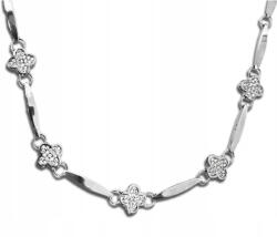Lovrin Ezüst nyaklánc 925 négylevelű lóhere fehér cirkónia kövekkel, divatos ajándék (Lovrin65789)