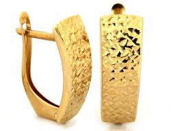 Lovrin Arany fülbevaló sárga "375 9k" kövek nélkül 1.49g gyémántozott angol kapcsos