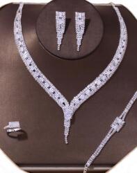  esküvői szett báli nyaklánc fülbevaló karkötő gyűrű (8766)