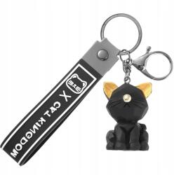 EdiBazzar Stílusos fekete kulcstartó macskával vagy Cat Kingdom táskával, részletekkel (Brelok do kluczy torebki kot czarny)