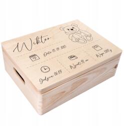 Creative Deco Emlékdoboz születés ajándék keresztelő méteráru uv nyomtatás 40x30x14cm (JANCDSD140CUSTOMBEARLINEFBM)