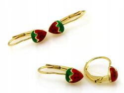 Lovrin Arany fülbevaló 585-ös finomságú, eper zománccal, 0, 96g, gyermekeknek, finom ajándék (61101300)