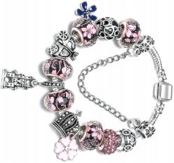 EdiBazzar Karkötő Charms Beads Ezüst Virágok Női moduláris medál szett (Modułowa bransoletka damska srebrna charms)