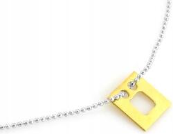 Lovrin Ezüst színű nyaklánc "celebritás" stílusban, aranyozott négyszöggel r45, 925-ös ezüst, divatos