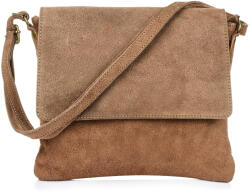 Beltimore Női velúrbőr kézitáska postás táska olasz B5 tágas (B67taupe)