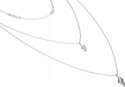 Lovrin Ezüst nyaklánc 925, dupla láncos, levél és kagyló medállal, divatos minta (Lovrin 51462)