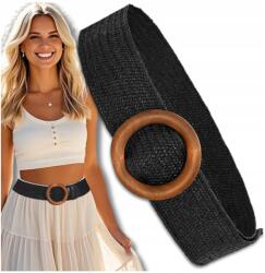 EdiBazzar Szalma fekete nyári női öv derékig érő ruhához erős elasztikus (Ekologiczny pasek damski słomiany do sukienki)