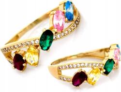 Lovrin Arany gyűrű 375, több színes cirkónia kövel díszítve, 18-as méret ajándék (Lovrin)