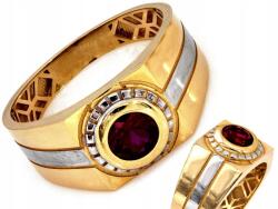 Lovrin Arany pecsétgyűrű 585 14kt kétszínű, piros kővel 4.28g R26 ajándékba (Lovrin)