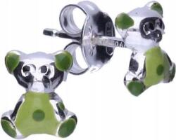 Lovrin 925-ös ezüst gyermek fülbevaló zöld mackókkal 0, 60g, divatos női ezüst (Lovrin 47613)