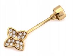 Lovrin Arany köldökpiercing 585, finom virág, négylevelű lóhere cirkóniákkal, 14k