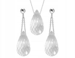 Lovrin 925-ös finomságú ezüst ékszerszett hegyikristály csepp formájú fülbevalóval (73096)