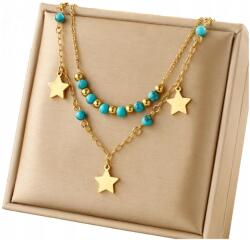 EdiBazzar Arany Színű Női "Celeb" Nyaklánc Boho Stílusban, 18K Arannyal Futatott, 316L Sebészeti Acélból (ZŁOTY Elegancki Naszyjnik Kolia Celebrytka)