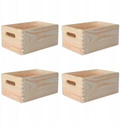 Creative Deco 4 x Fa láda fogantyúkkal, doboz ajándékhoz, játékokhoz, virágokhoz 30x20 (X001ZMPKFZ)