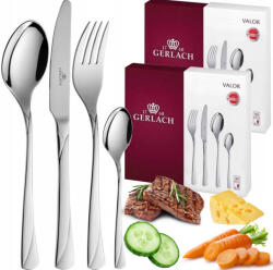 Gerlach 48 Darabos Étkészlet Gerlach Valor Fényes, 12 Személyes, Étkészlet Készlet Dobozban (NK58)