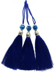 Gipiurowo Ezüst színű gyöngyökkel díszített fülbevaló, zafírkék, 12 cm (chwost)