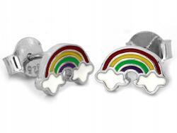 Lovrin 925-ös ezüst fülbevaló, szivárványos zománccal, stekkeres, 1, 15g (62435917)