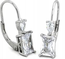 Lovrin 925-ös ezüst fülbevaló nőknek, klasszikus angol stílusú, téglalap alakú cirkónia kővel