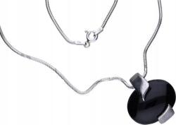 Lovrin Ezüst nyaklánc 925-ös finomságú, kerek ónix köves, 8, 00g súlyú, divatos mintás, ajándéknak is kiváló (Lovrin 52057)