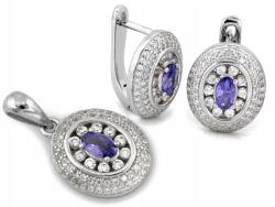 Lovrin Elegáns szett: 925-ös ezüst fülbevaló és medál markiz csiszolású cirkóniákkal, 7g (Lovrin)