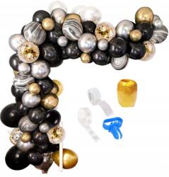  Arany és fekete lufi szett 94 db-os girland Lufik szilveszteri buli ezüst